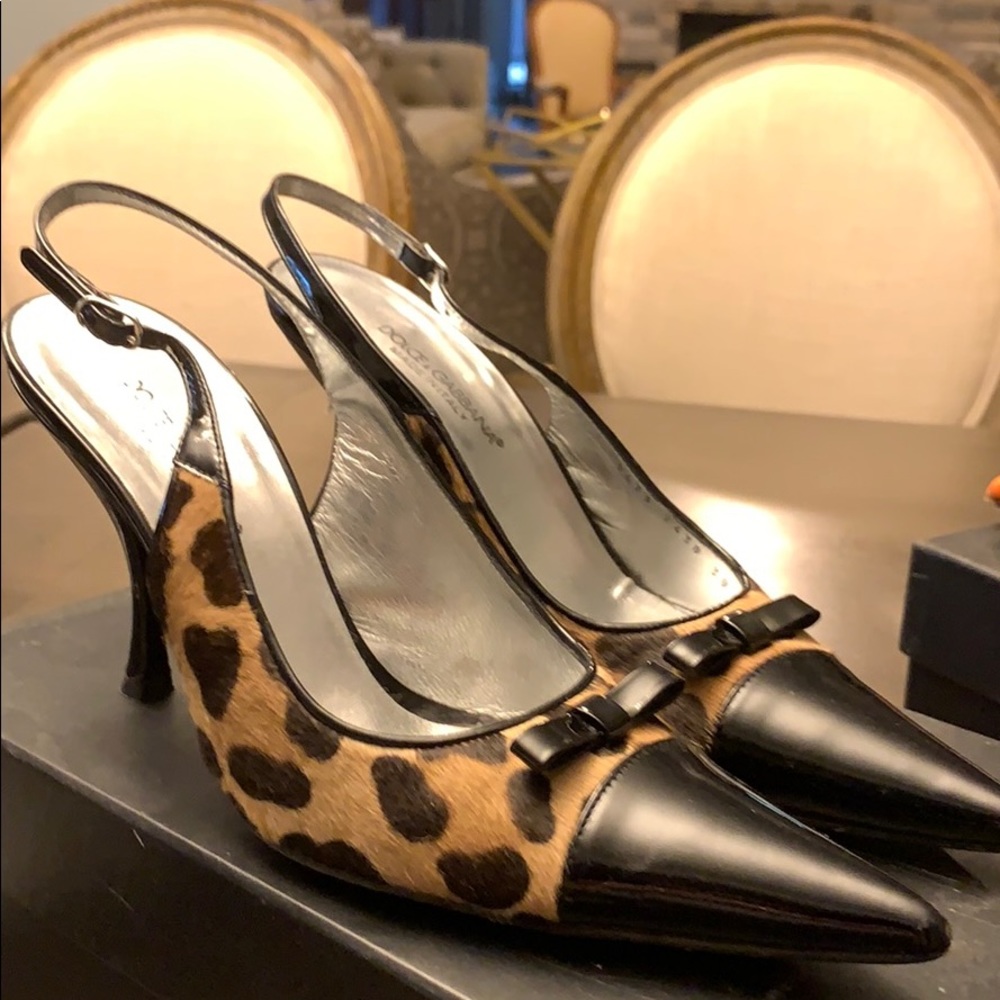Ladies leopard print sling backs